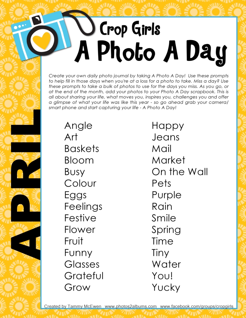 April Photo A Day List